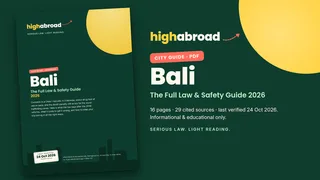 Capa do guia da HighAbroad sobre leis da cannabis e segurança em Bali (PDF)