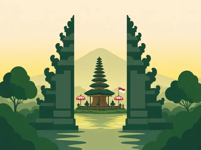 Ilustración: una puerta de templo balinés, Bali