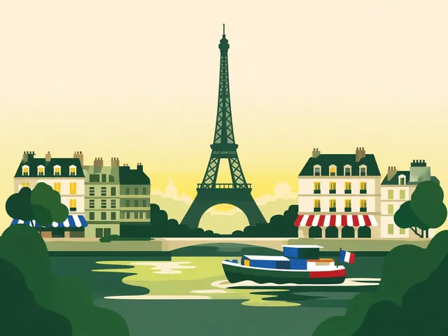 Ilustración: la Torre Eiffel y el Sena, París