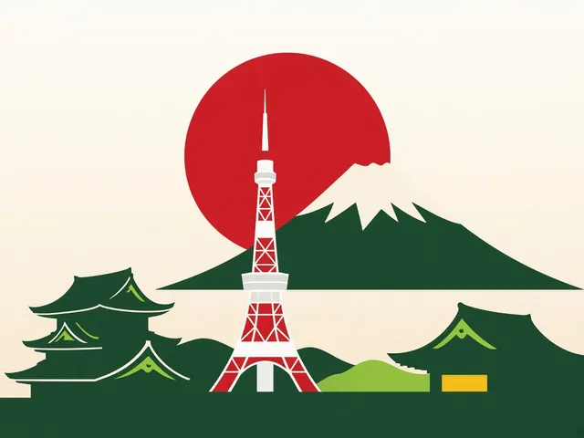 Ilustración: la Torre de Tokio y el monte Fuji, Tokio