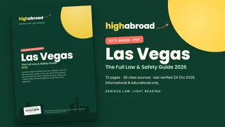 Cover of the HighAbroad Las Vegas cannabis law and safety guide (PDF)
